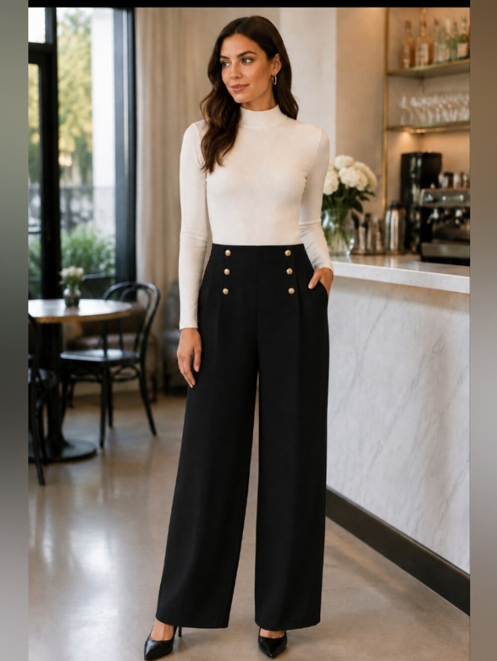 Y2K Sailor style black trousers.